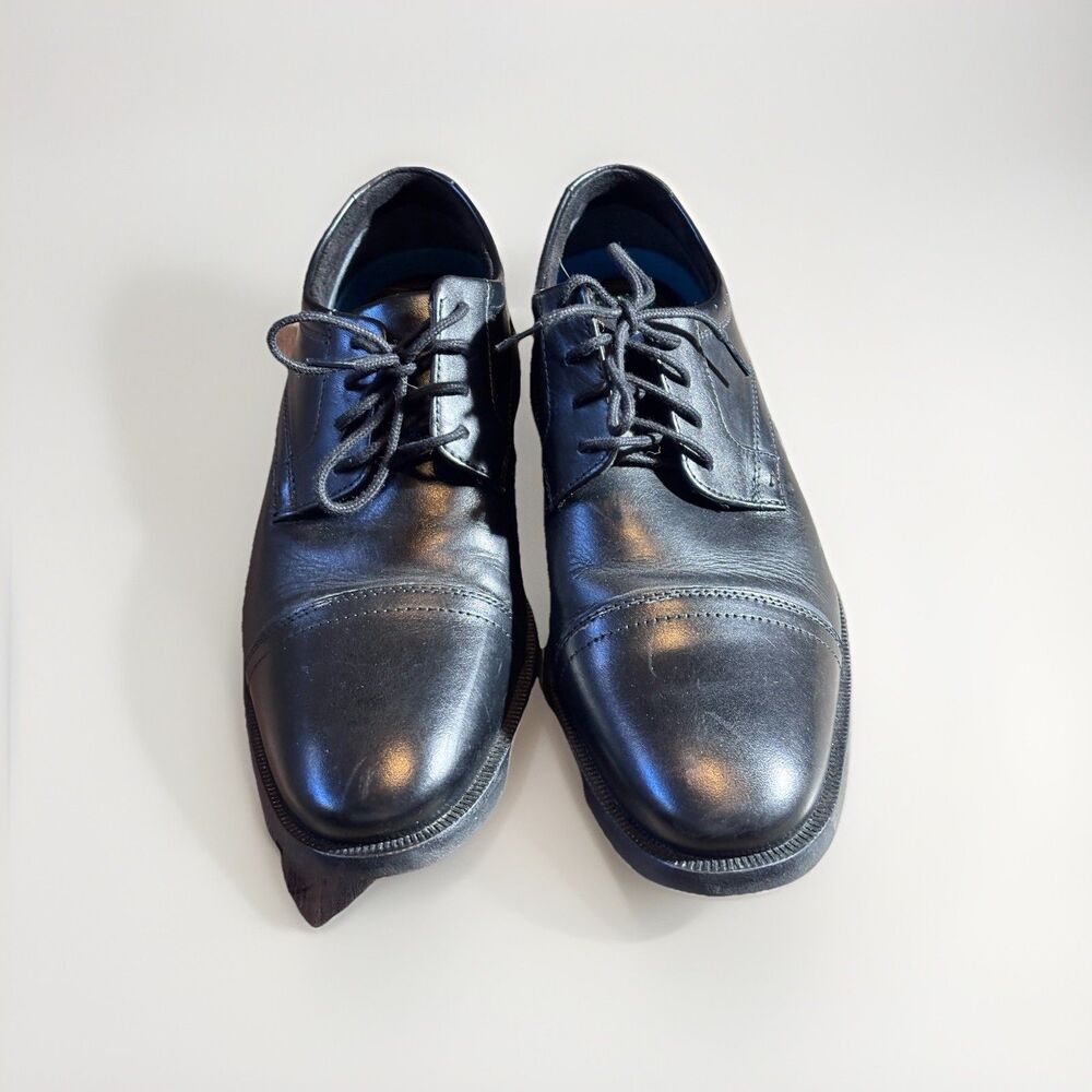 NunnBush  lace up dress shoes black leather with comfort gel memory foam 8M